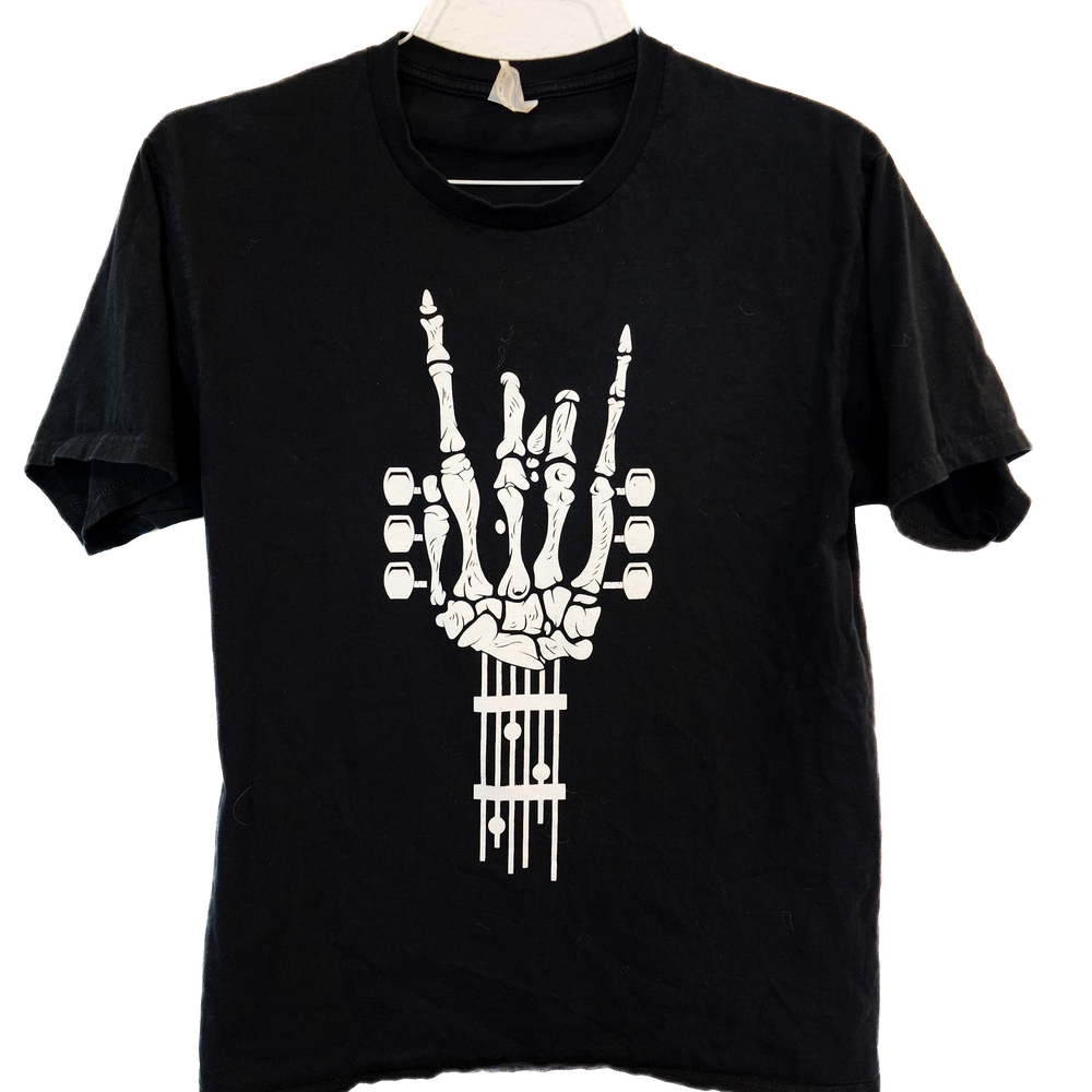 Black Skeleton Guitar Graphic Tee